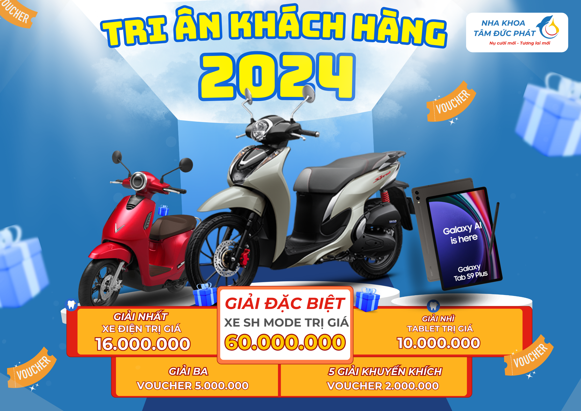 tri ân khách hàng trúng sh nha khoa tâm đức phát